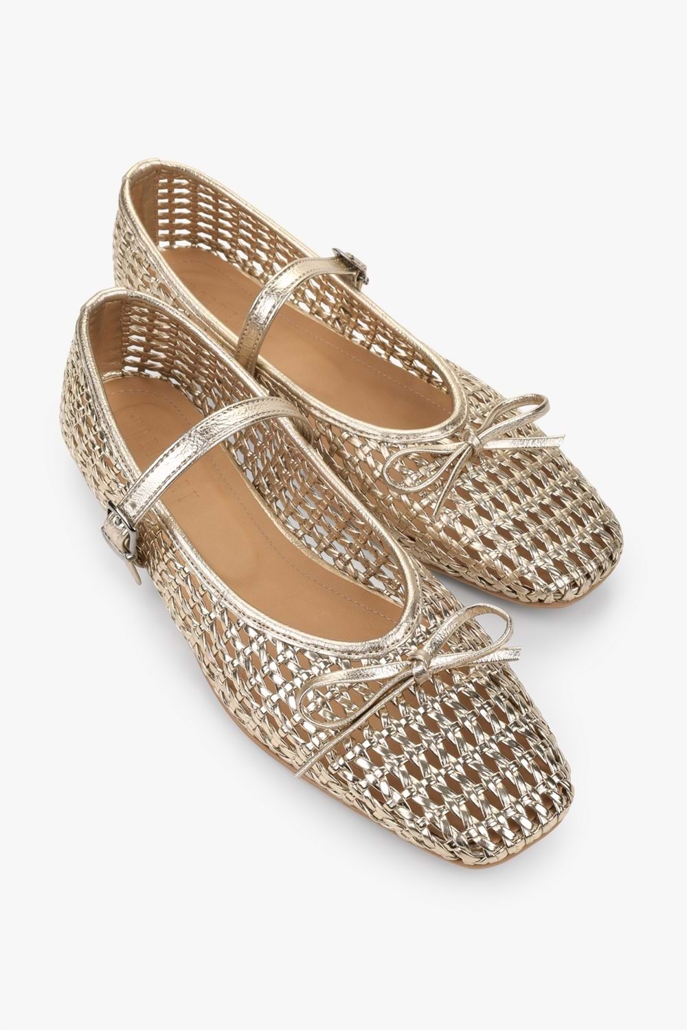 Kadın Alira Altın Cilt Fiyonklu Örgü Babet