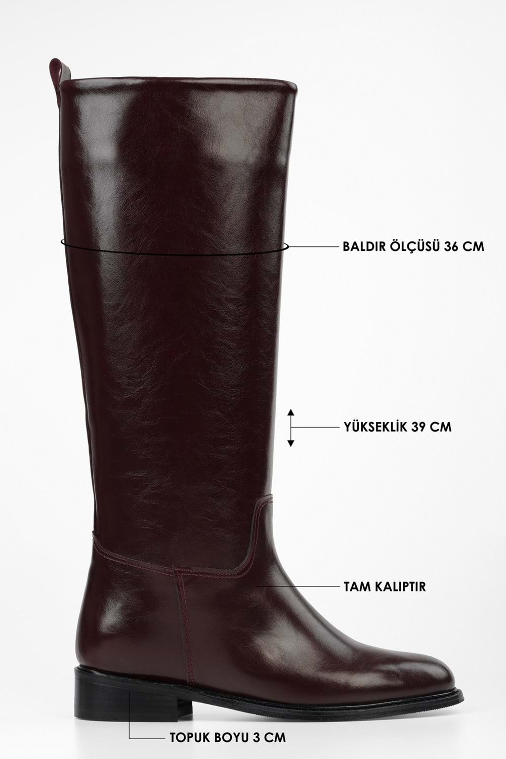 Kadın Lace Bordo Cilt Binici Çizme
