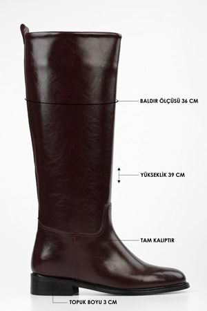 Kadın Lace Bordo Cilt Binici Çizme