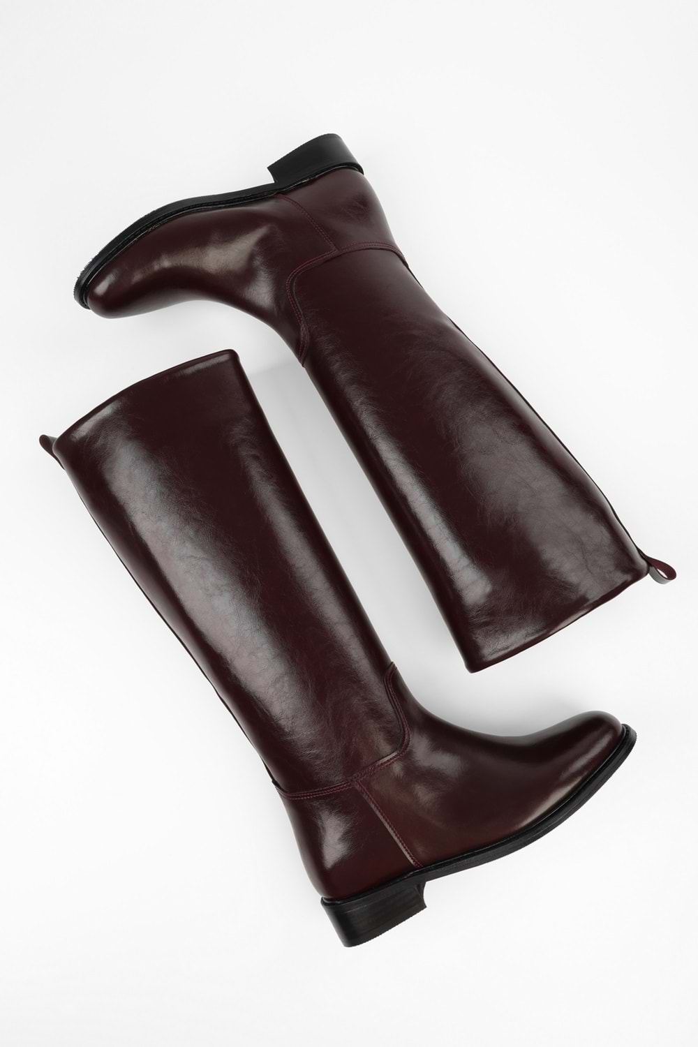 Kadın Lace Bordo Cilt Binici Çizme