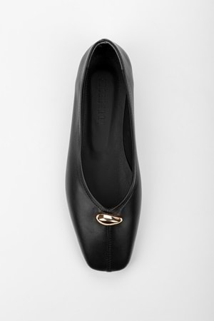 Kadın Aurel Siyah Cilt Gold Aksesuar Detaylı Babet