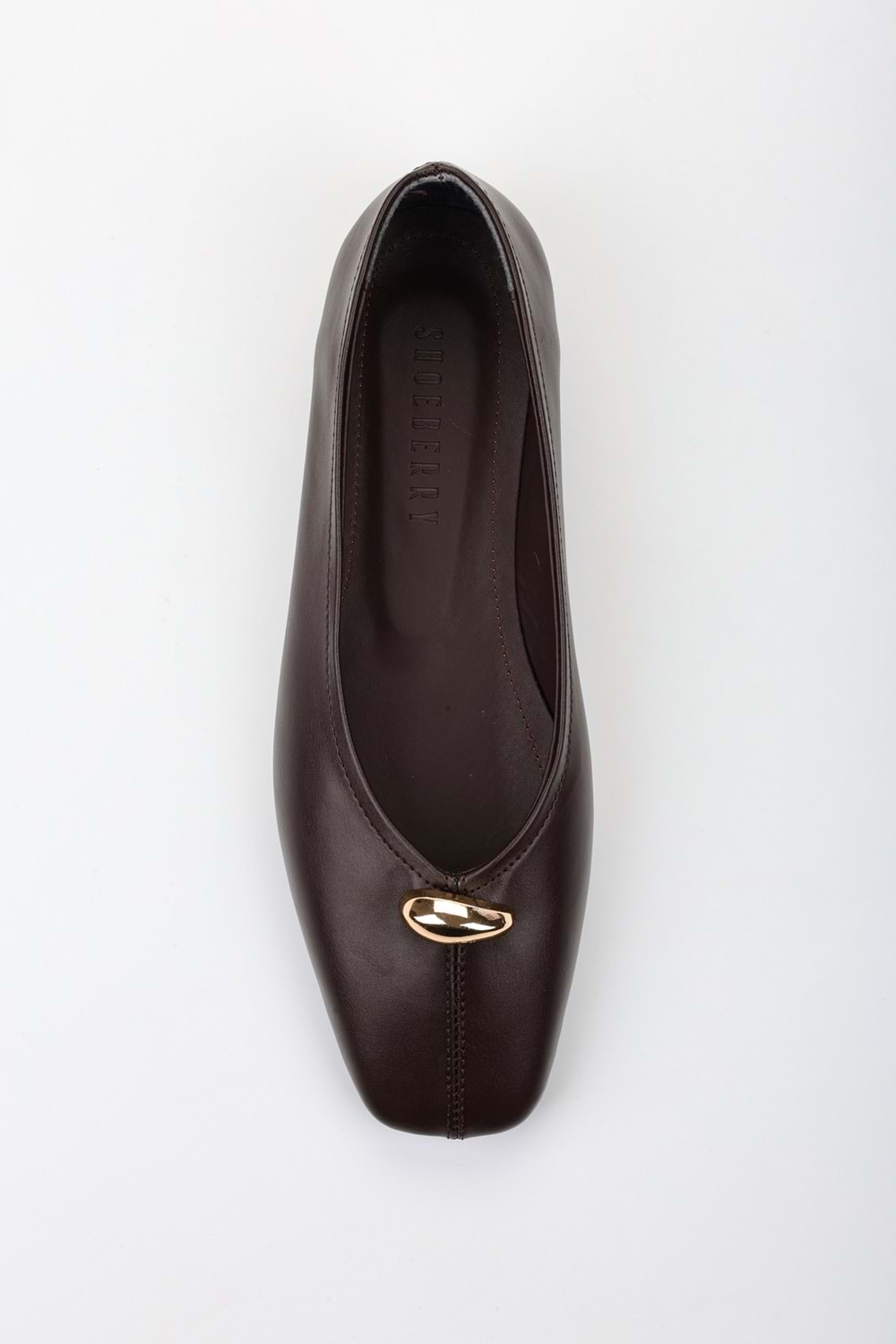 Kadın Aurel Kahve Cilt Gold Aksesuar Detaylı Babet