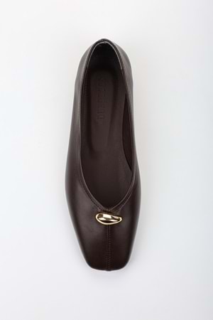 Kadın Aurel Kahve Cilt Gold Aksesuar Detaylı Babet