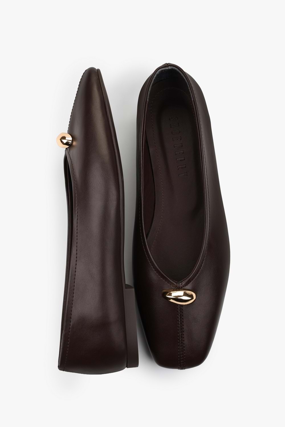 Kadın Aurel Kahve Cilt Gold Aksesuar Detaylı Babet