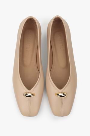 Kadın Aurel Nude Cilt Gold Aksesuar Detaylı Babet