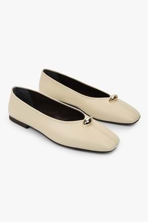 Kadın Aurel Tereyağ Sarısı Cilt Gold Aksesuar Detaylı Babet