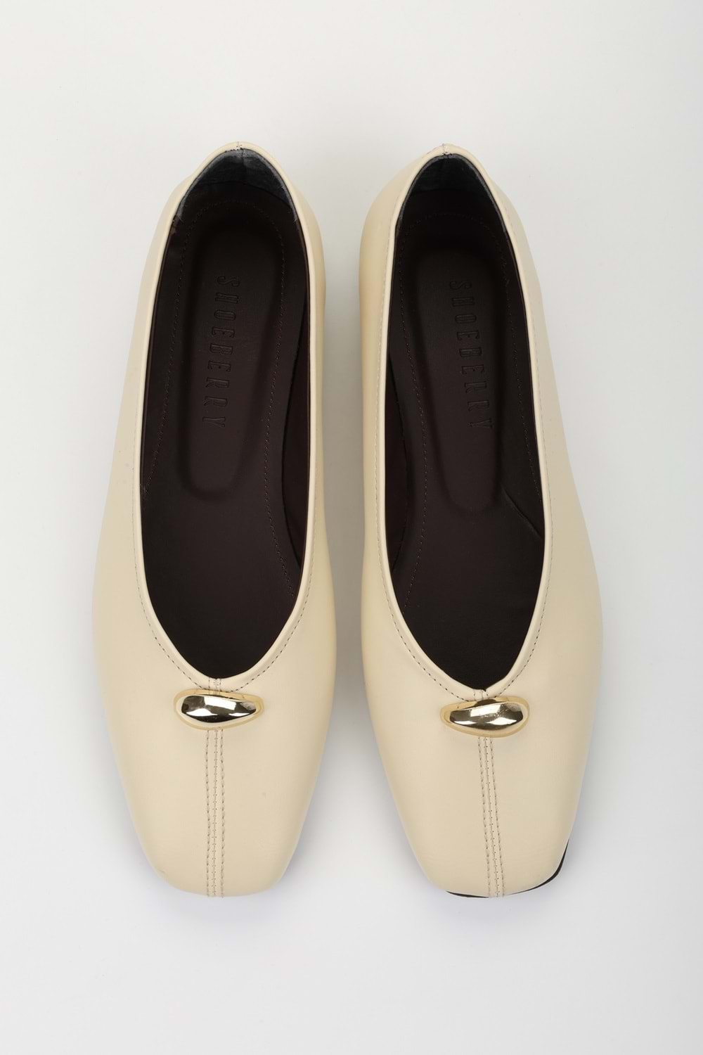 Kadın Aurel Tereyağ Sarısı Cilt Gold Aksesuar Detaylı Babet