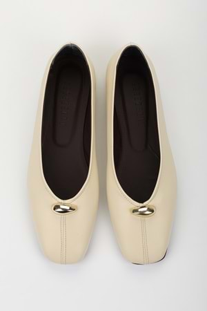 Kadın Aurel Tereyağ Sarısı Cilt Gold Aksesuar Detaylı Babet