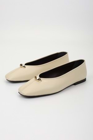 Kadın Aurel Tereyağ Sarısı Cilt Gold Aksesuar Detaylı Babet