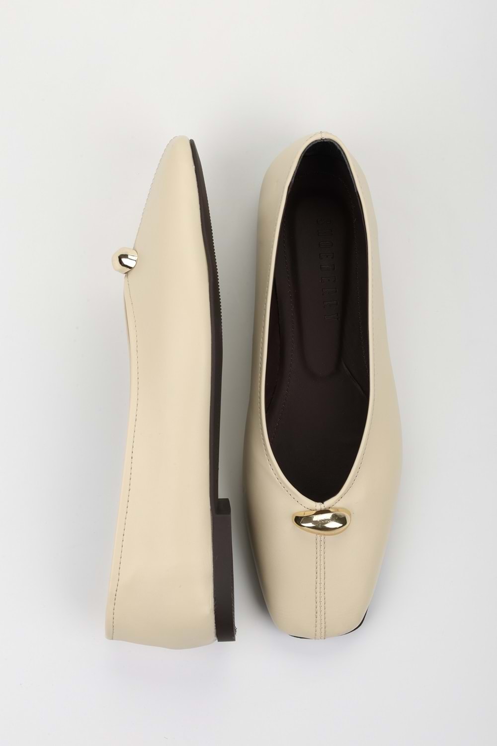 Kadın Aurel Tereyağ Sarısı Cilt Gold Aksesuar Detaylı Babet