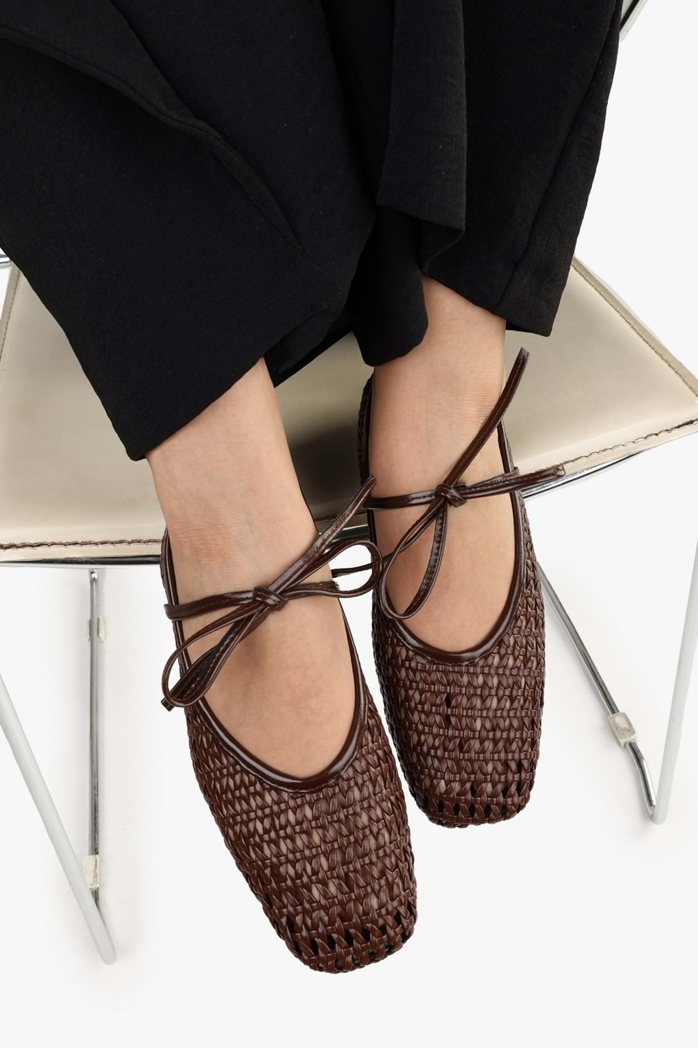 Kadın Naira Kahve Cilt Örgü Babet