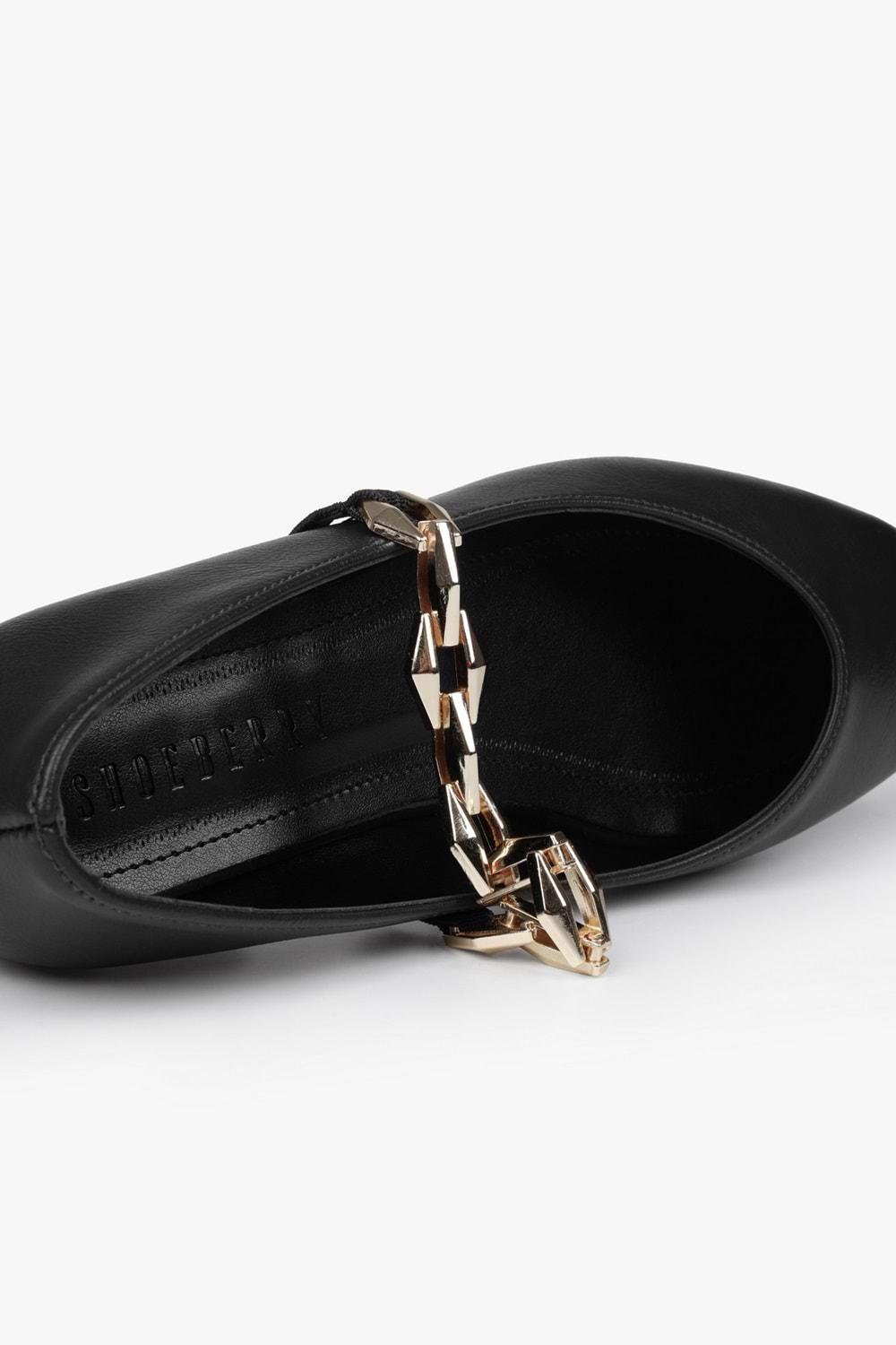 Kadın Noris Siyah Cilt Zincir Detaylı Babet