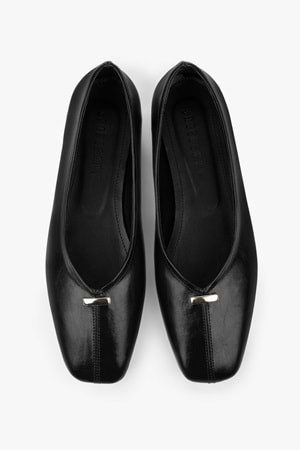 Kadın Viana Siyah Cilt Gold Tokalı Babet