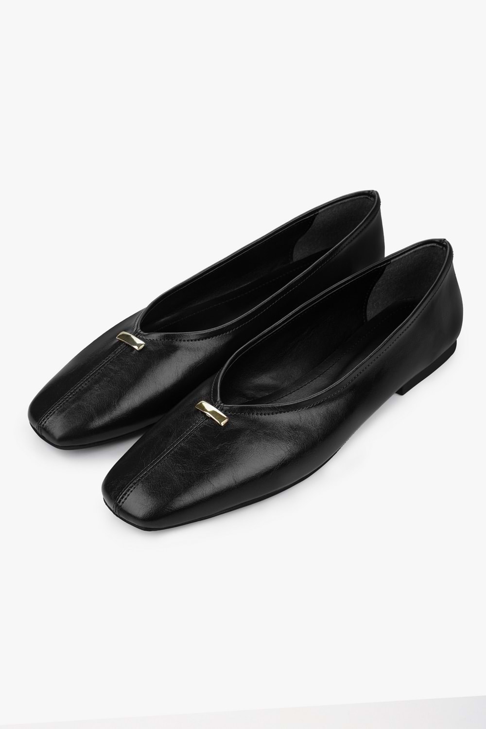 Kadın Viana Siyah Cilt Gold Tokalı Babet