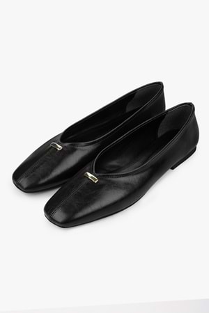 Kadın Viana Siyah Cilt Gold Tokalı Babet