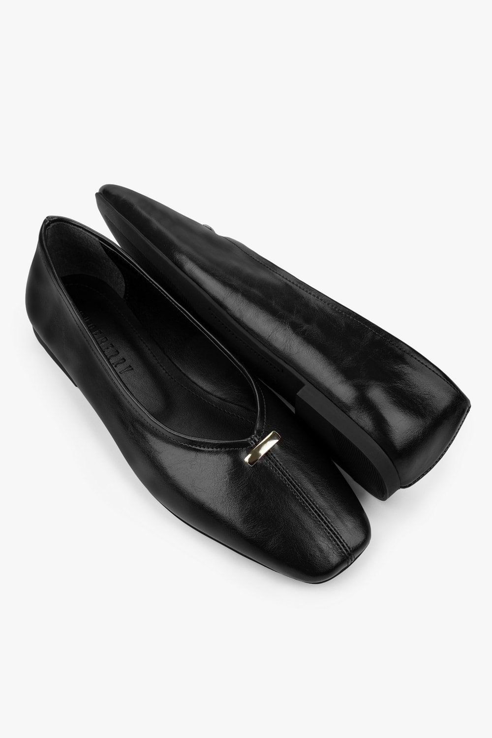 Kadın Viana Siyah Cilt Gold Tokalı Babet