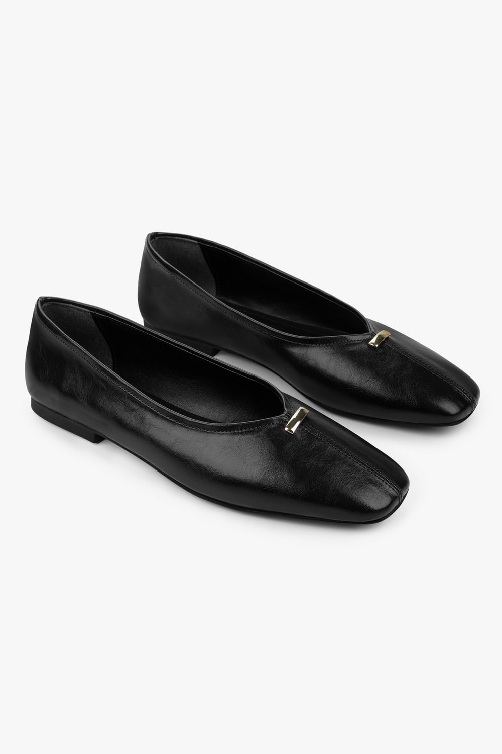 Kadın Viana Siyah Cilt Gold Tokalı Babet