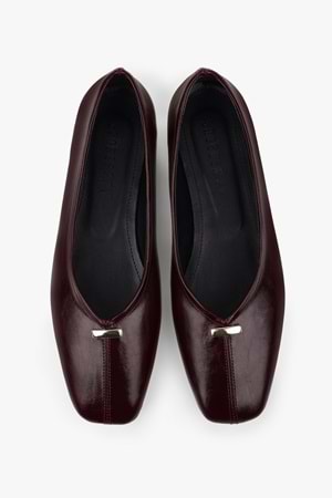 Kadın Viana Bordo Cilt Gold Tokalı Babet