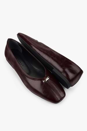 Kadın Viana Bordo Cilt Gold Tokalı Babet