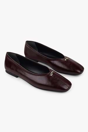 Kadın Viana Bordo Cilt Gold Tokalı Babet