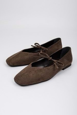 Kadın Noriel Kahve Süet Bağlamalı Babet