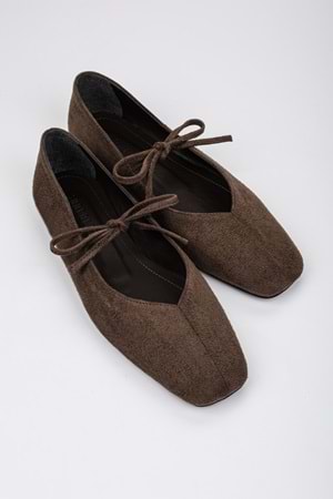 Kadın Noriel Kahve Süet Bağlamalı Babet