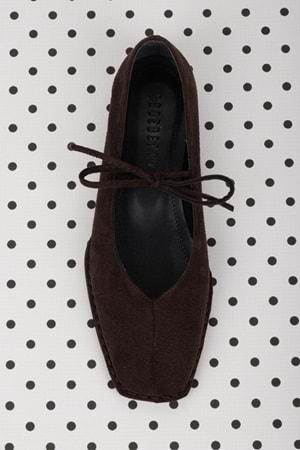 Kadın Lunera Acı Kahve Süet Bağlamalı Babet