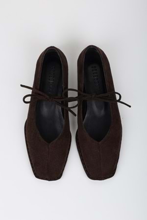 Kadın Lunera Acı Kahve Süet Bağlamalı Babet