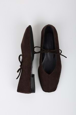 Kadın Lunera Acı Kahve Süet Bağlamalı Babet