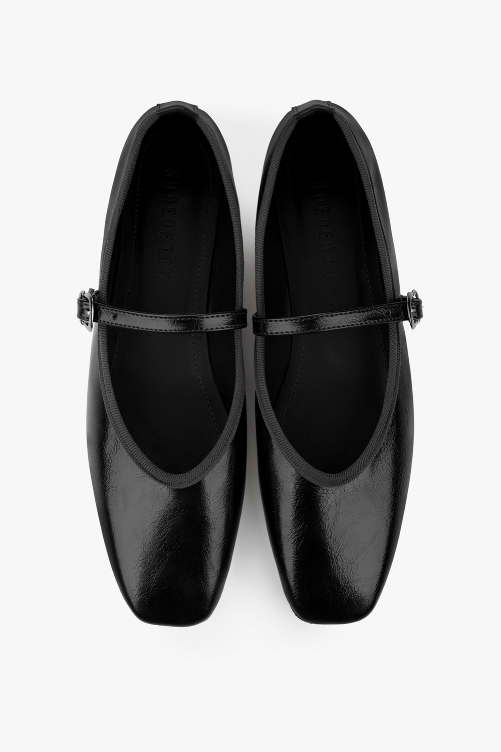 Kadın Libby Siyah Parlak Cilt Babet