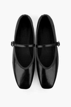 Kadın Libby Siyah Parlak Cilt Babet