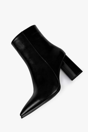 Kadın Alva Siyah Cilt Topuklu Bot