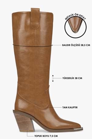 Kadın Axor Karamel Cilt Kovboy Çizme