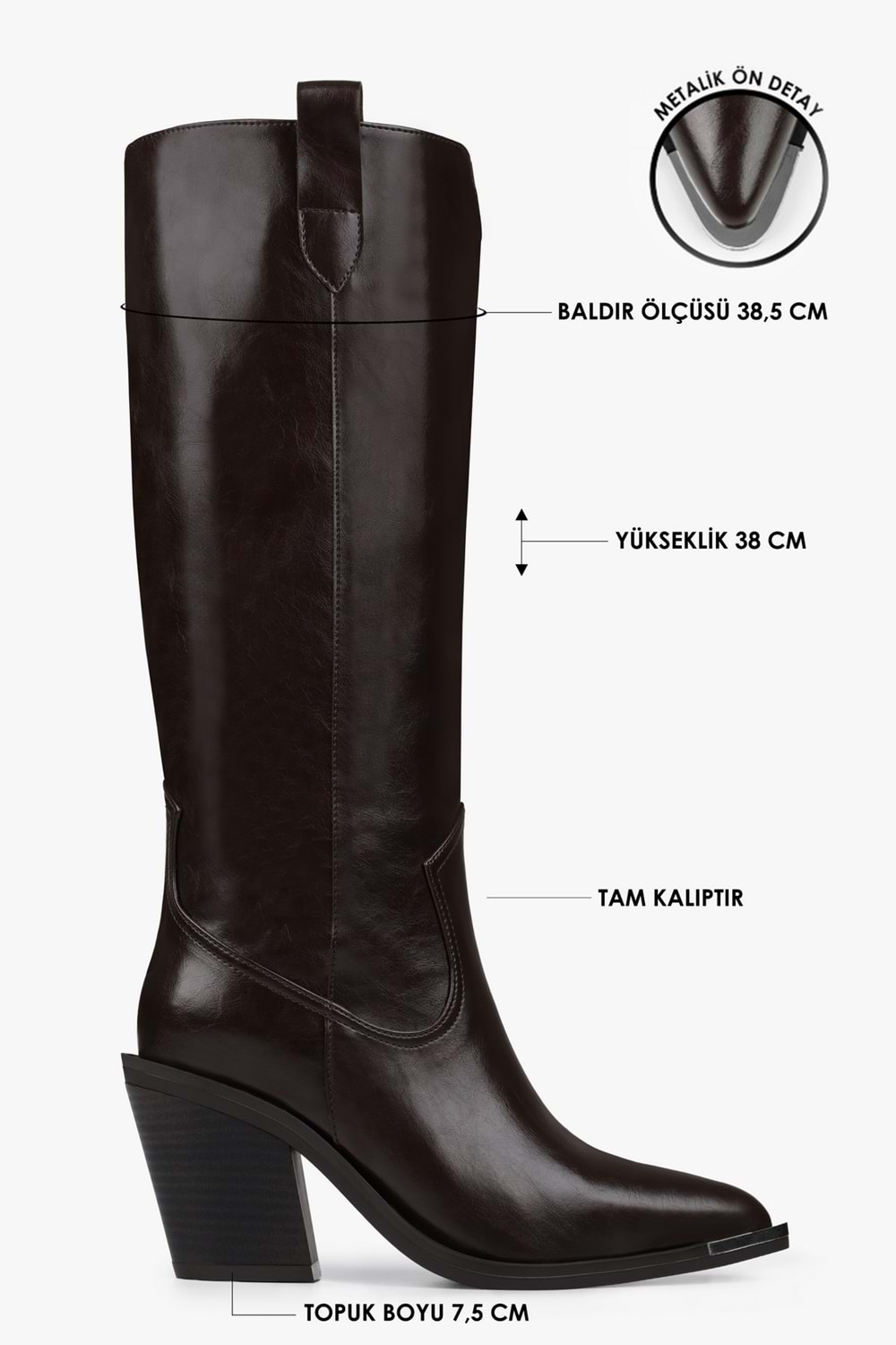 Kadın Axor Kahve Cilt Kovboy Çizme