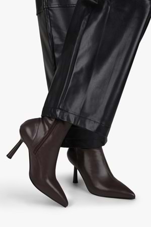 Kadın Glove Kahve Cilt Streç Topuklu Bot