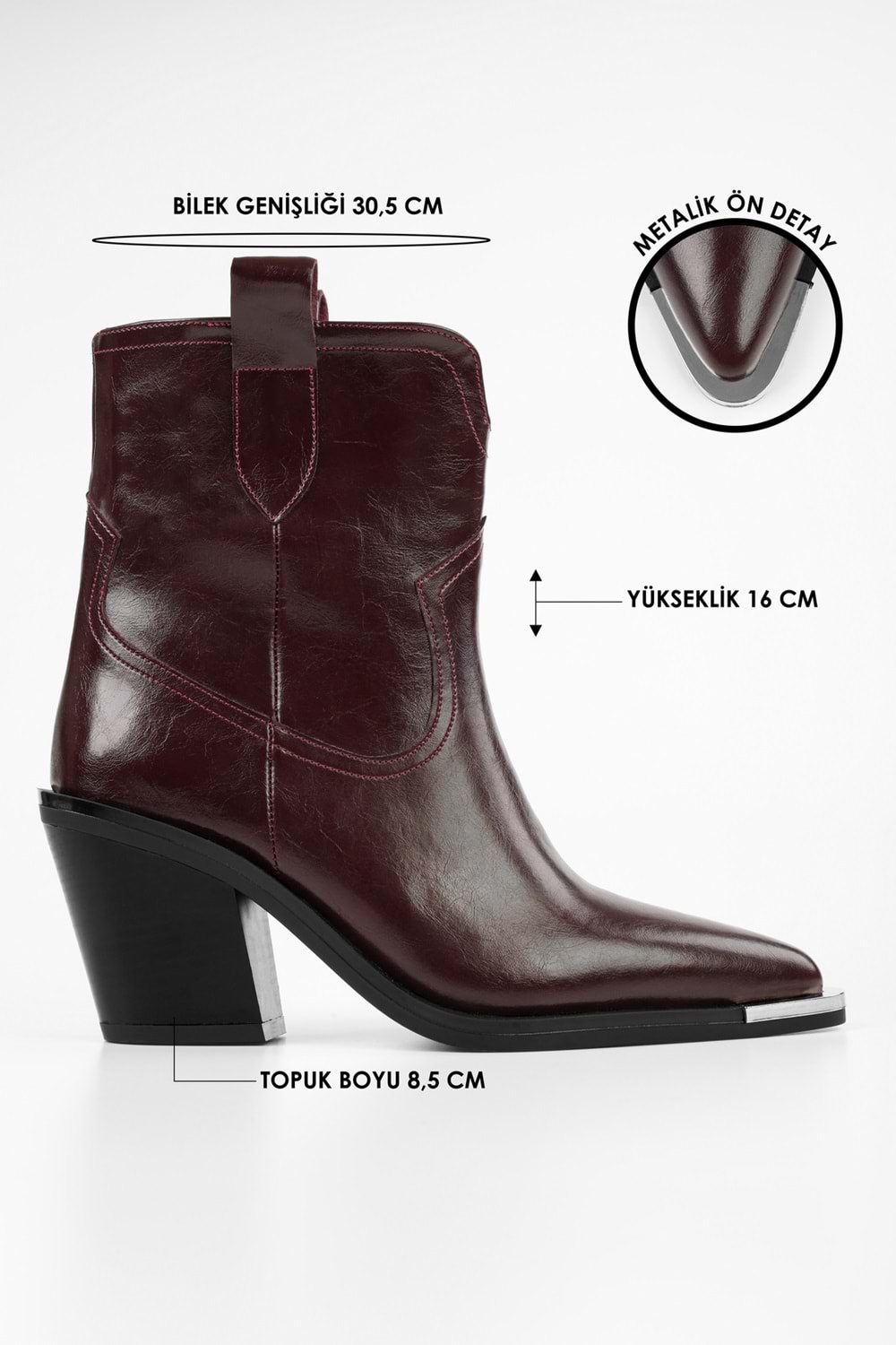Kadın Bronc Bordo Cilt Kovboy Bot