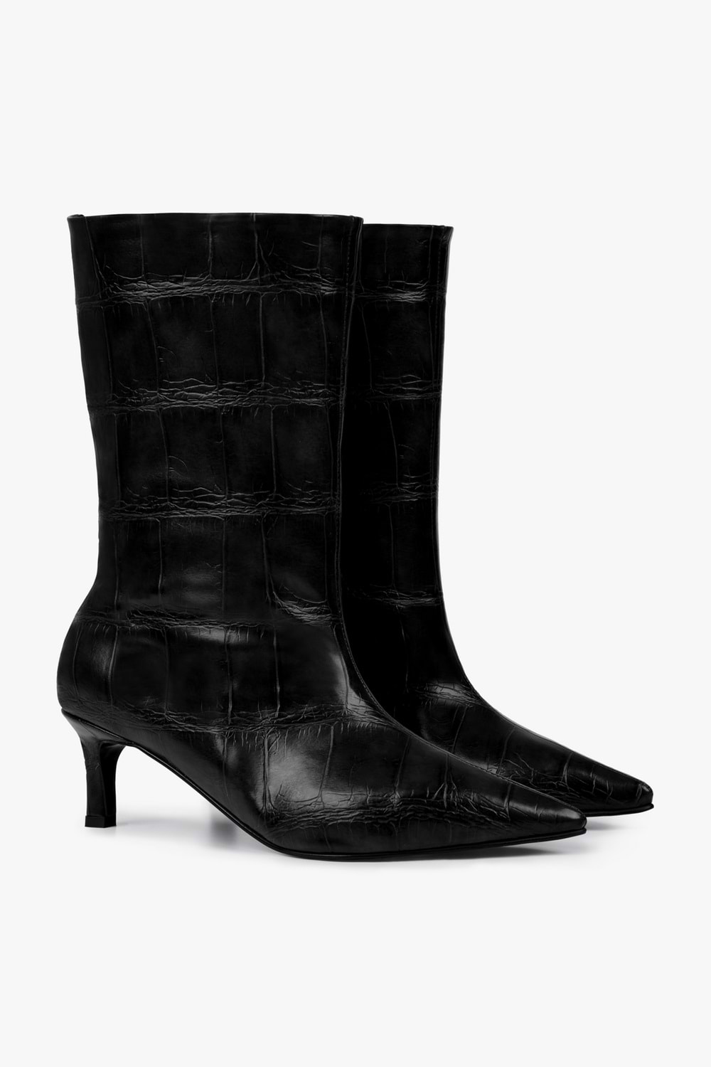 Kadın Velina Siyah Kroko Kısa Topuklu Bot