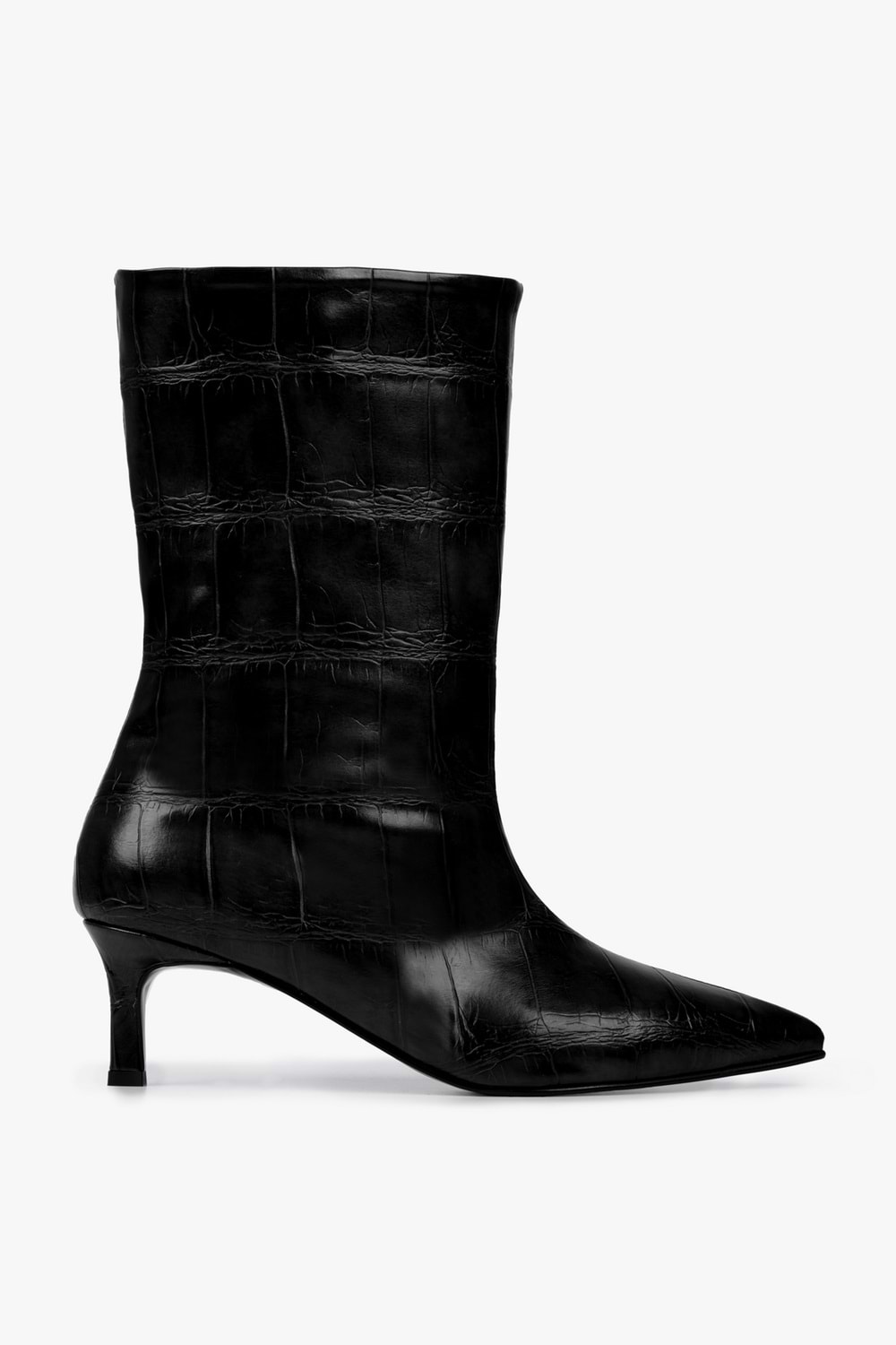 Kadın Velina Siyah Kroko Kısa Topuklu Bot