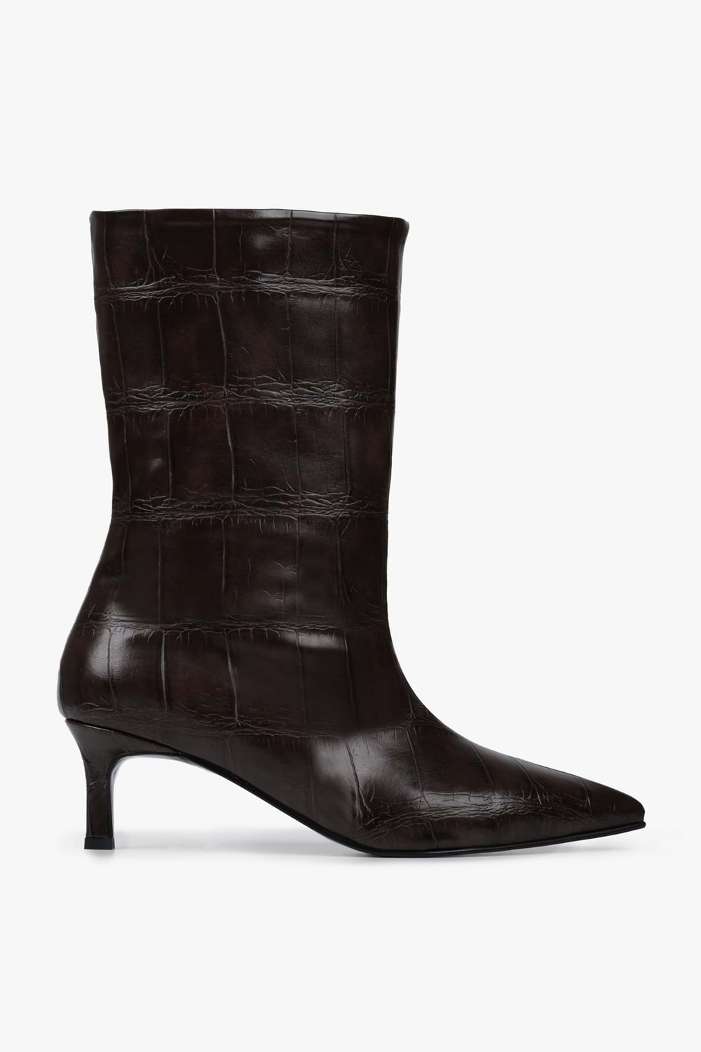 Kadın Velina Kahve Kroko Kısa Topuklu Bot