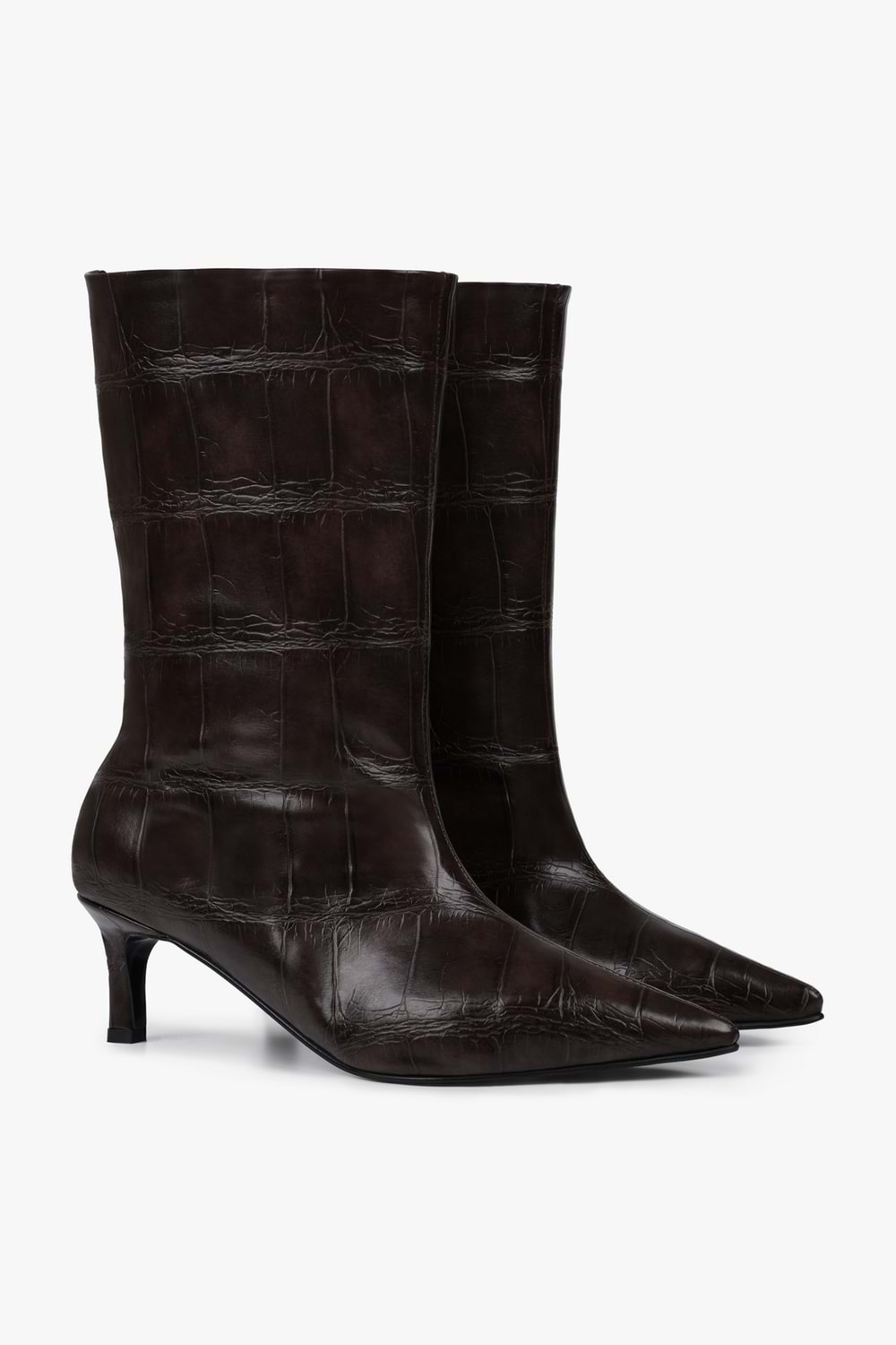 Kadın Velina Kahve Kroko Kısa Topuklu Bot