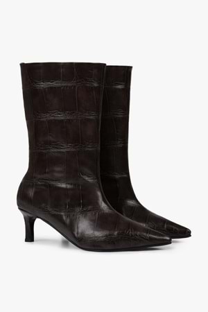 Kadın Velina Kahve Kroko Kısa Topuklu Bot