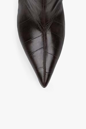 Kadın Velina Kahve Kroko Kısa Topuklu Bot