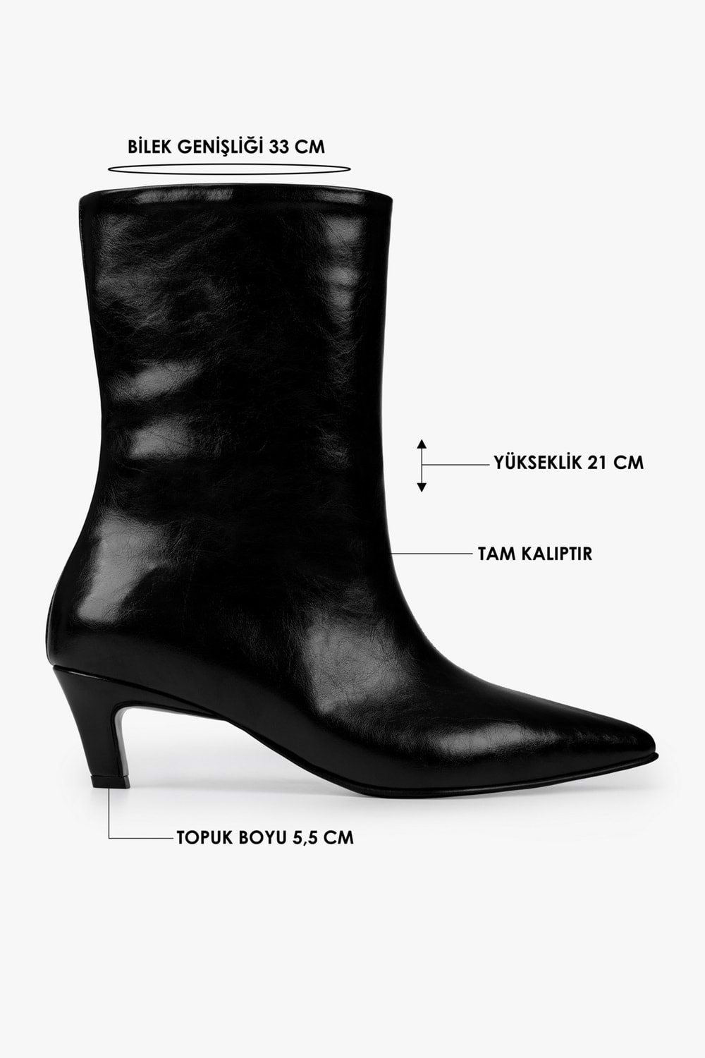 Kadın Maris Siyah Cilt Topuklu Bot
