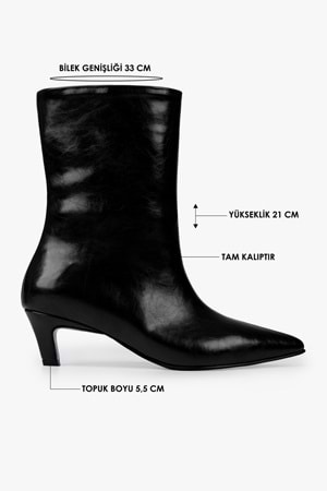 Kadın Maris Siyah Cilt Topuklu Bot