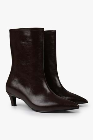 Kadın Maris Kahve Cilt Topuklu Bot