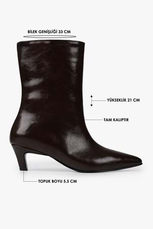 Kadın Maris Kahve Cilt Topuklu Bot
