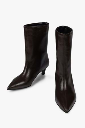 Kadın Maris Kahve Cilt Topuklu Bot