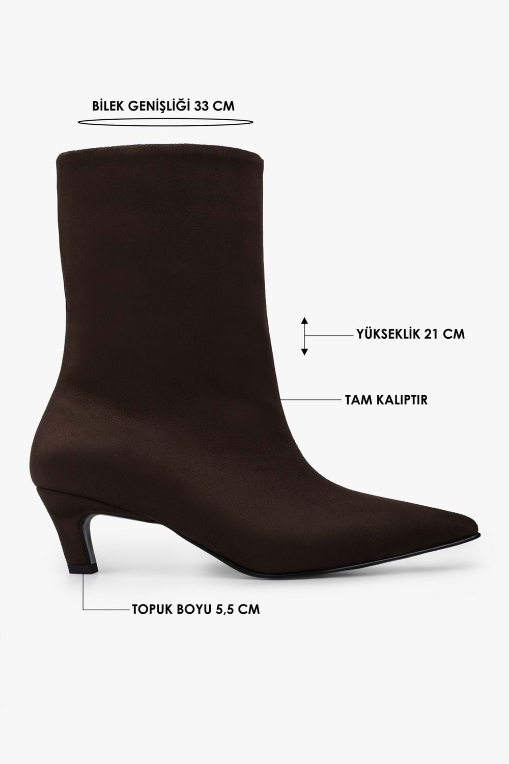 Kadın Maris Kahve Süet Topuklu Bot