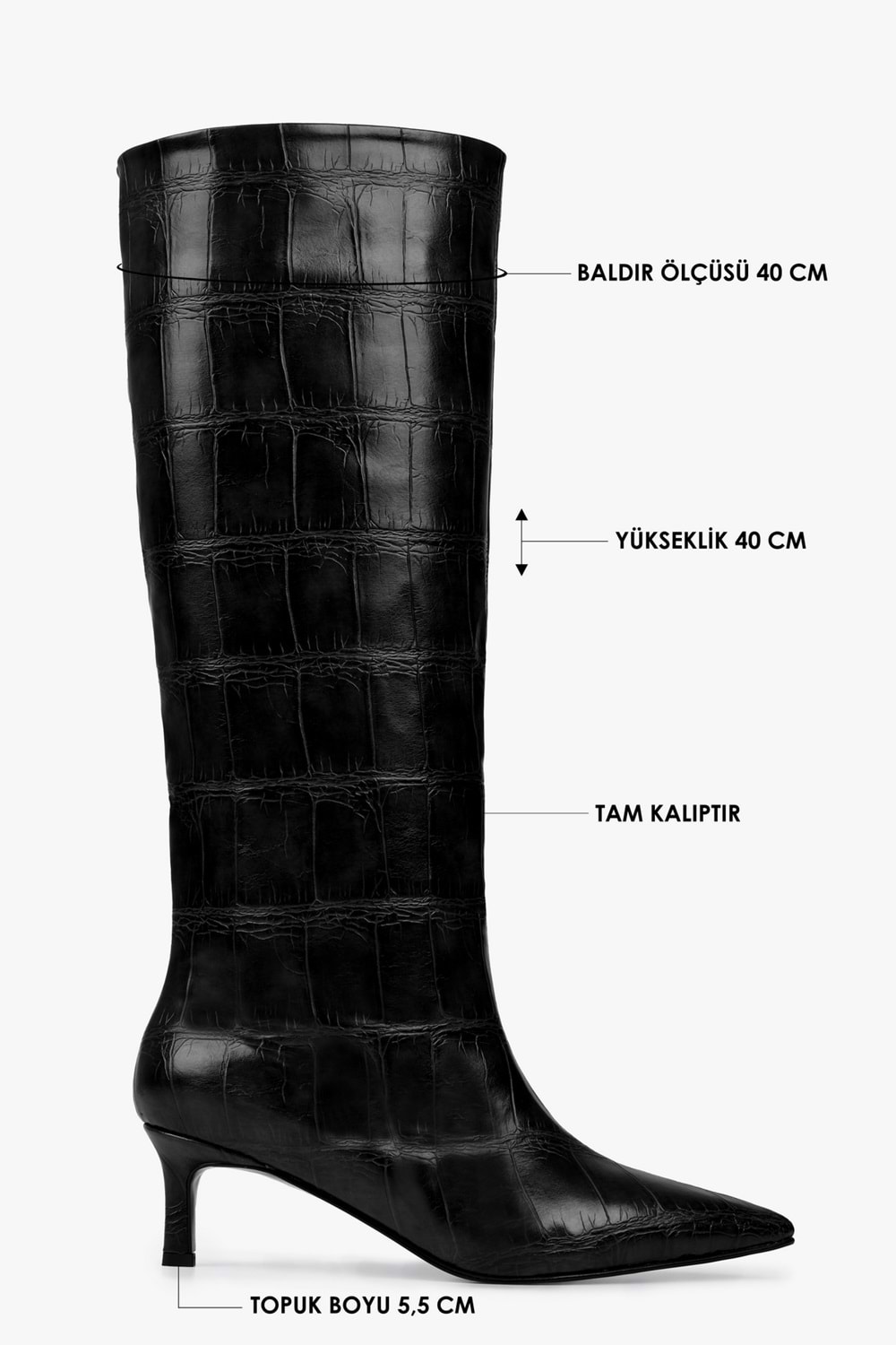 Kadın Kaia Siyah Kroko Çizme