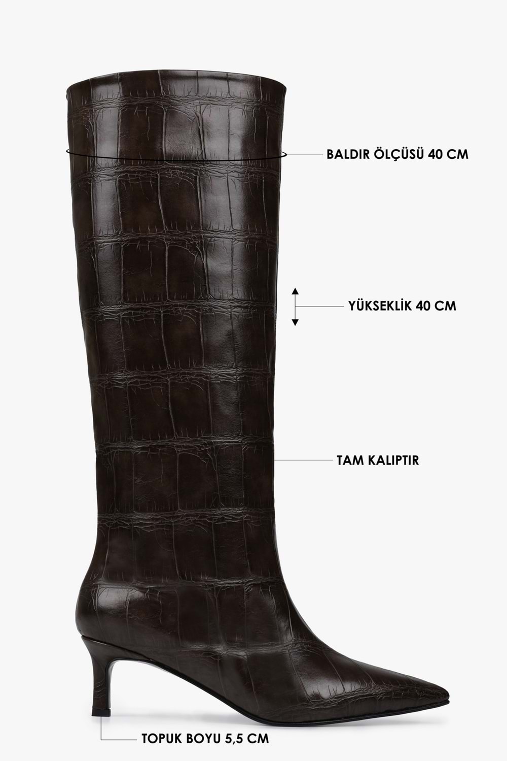 Kadın Kaia Kahve Kroko Çizme